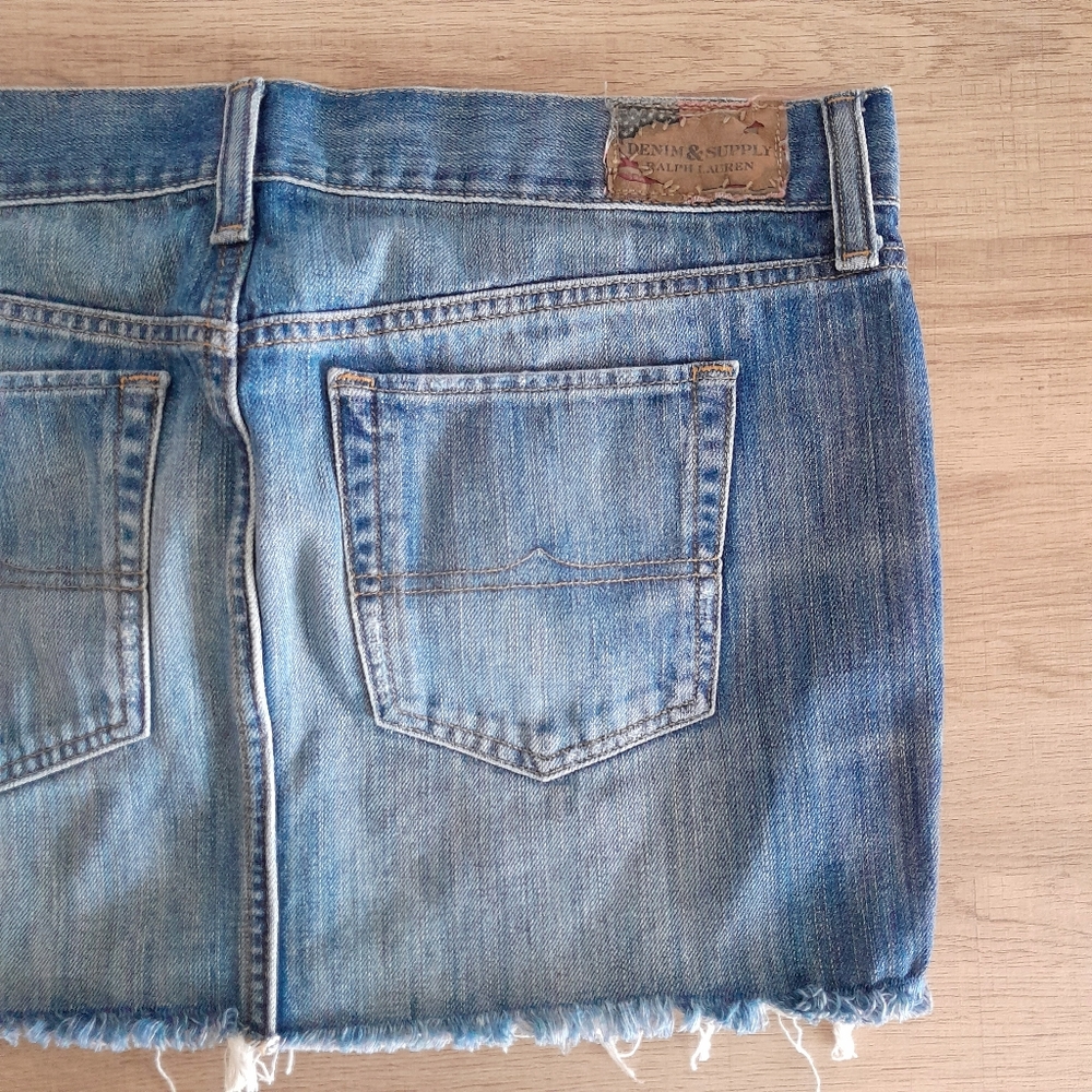 Denim & Supply Ralph Lauren Raw Hem Denim Mini Skirt Medium Wash Size 30 - Picture 9 of 10